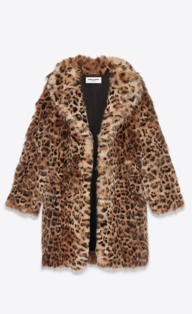 Leopard print fox fur coat